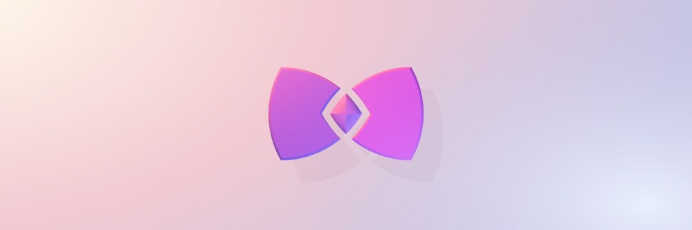 The MRjs logo, a 3d pink and purple bowtie.